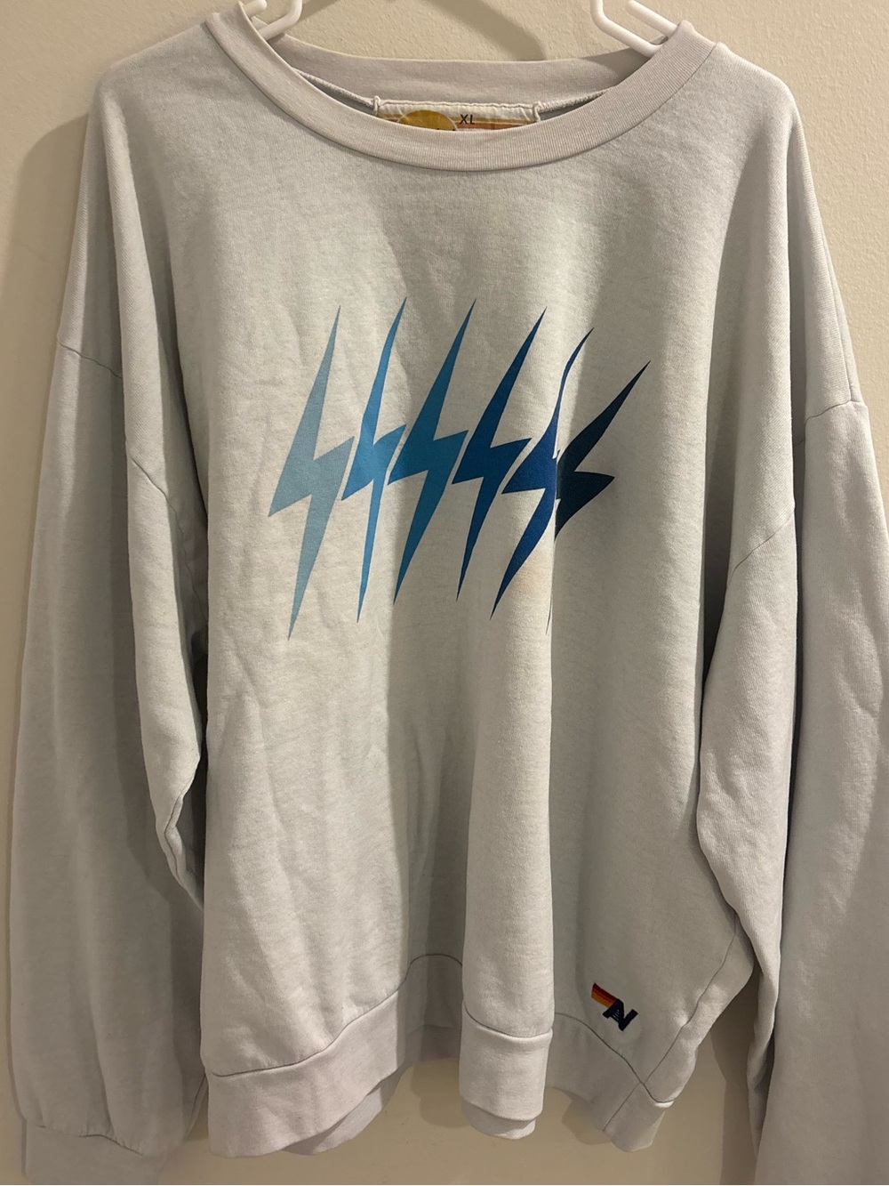 Aviator Nation Unisex Blue Lightning Crewneck